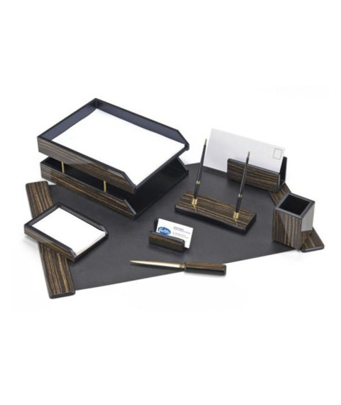Set de birou din lemn cafeniu închis, 8 piese, FOROFIS