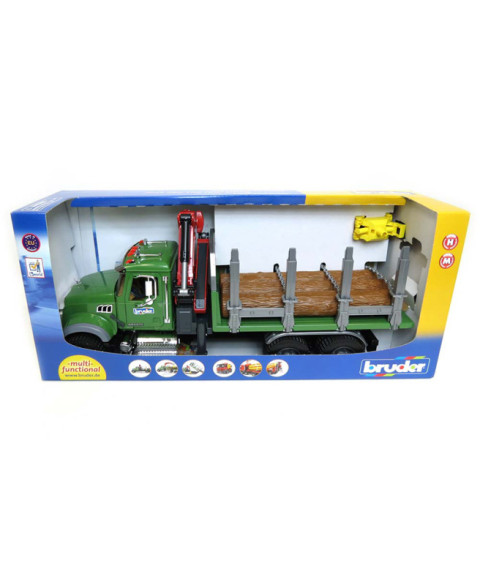 Camion MACK forestier cu macara și bușteni