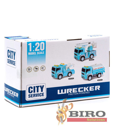 Masina cu inertie 1:20 "Tow Truck" albastra (lumini,sunete)