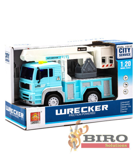 Masina cu inertie 1:20 "Tow Truck" albastra (lumini,sunete)