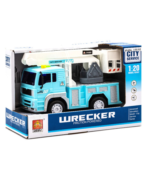 Masina cu inertie 1:20 "Tow Truck" albastra (lumini,sunete)