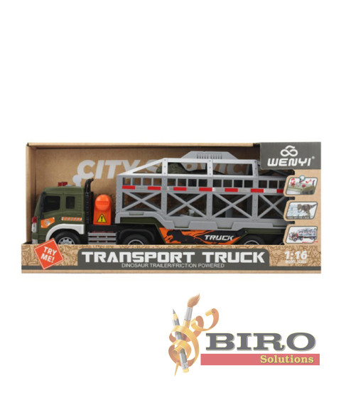 Camion 1:16 cu dinozaur (lumină, sunet)