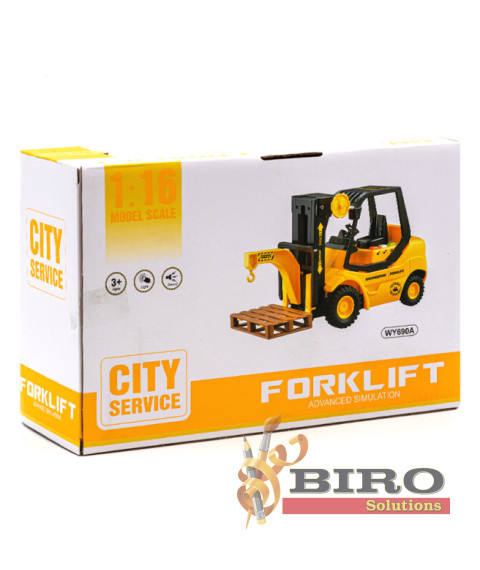 Masina cu inertie 1:16 "Forklift w/ 2 cartons" (lumini,sunete)