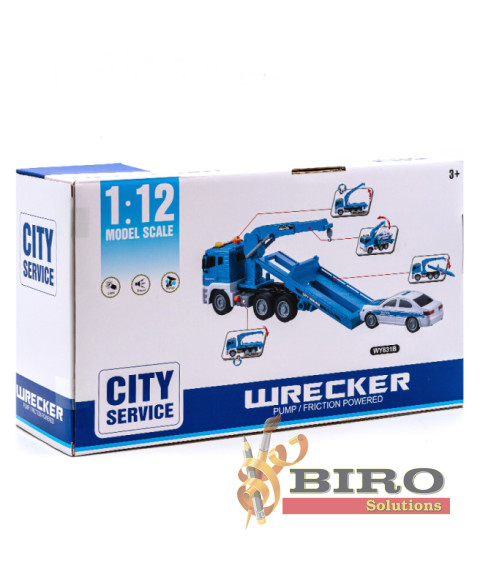 Evacuator cu inertie "Wrecker Truck" albastru (lumini,sunete)