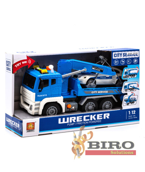 Evacuator cu inertie "Wrecker Truck" albastru (lumini,sunete)