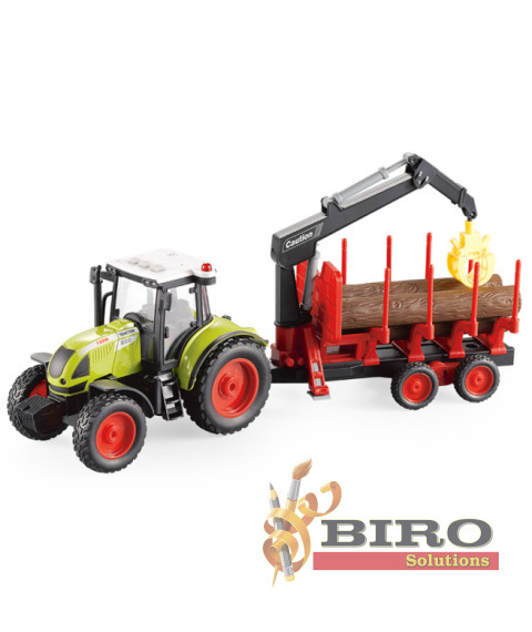 Tractor cu inerție 1:16 "Trailered Farm Tractor" (lumini, sunete)