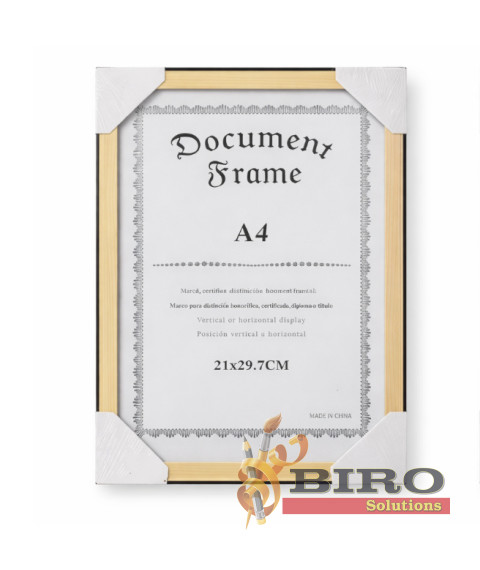 Ramă foto A4, din plastic, culoarea lemnului cu margine neagră