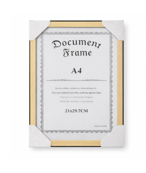 Ramă foto A4, din plastic, culoarea lemnului cu margine neagră