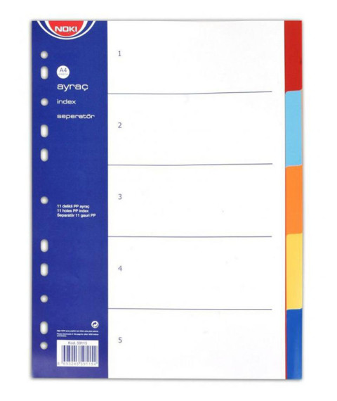 Separator din plastic A4, 5 culori, NOKI