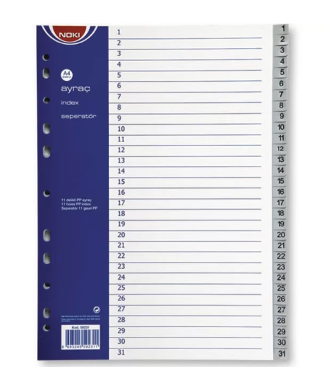 Separator din plastic index 1-31 NOKI A4