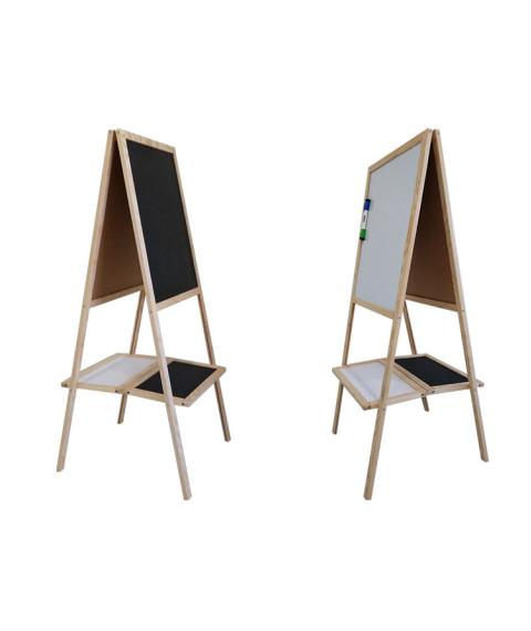 Tabla whiteboard 40x50cm alb/negru, ramă lemn magnetică INTERPANO