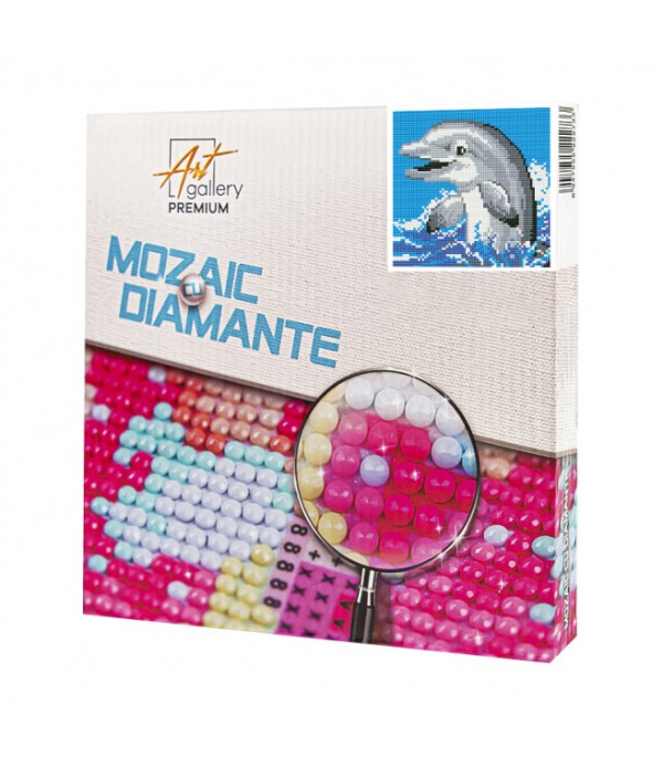 Delfin, 20x20 cm, mozaic cu diamante