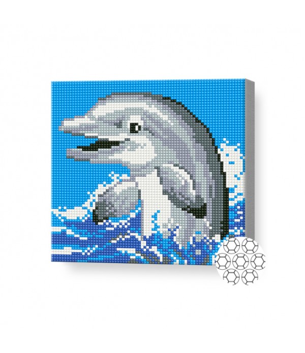 Delfin, 20x20 cm, mozaic cu diamante
