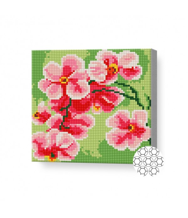 Mozaic cu diamante 20x20 cm Orhidee roz