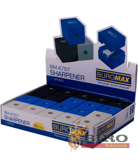 Ascuțitoare cu container, CUBE, RUBBER TOUCH, 1 orificiu, corp din plastic asortat, BUROMAX