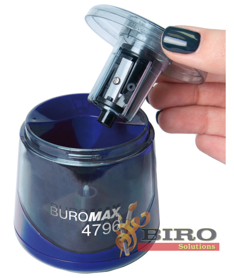 Ascuțitoare automată, 1 gaură,cu recipient, albastră, BUROMAX 