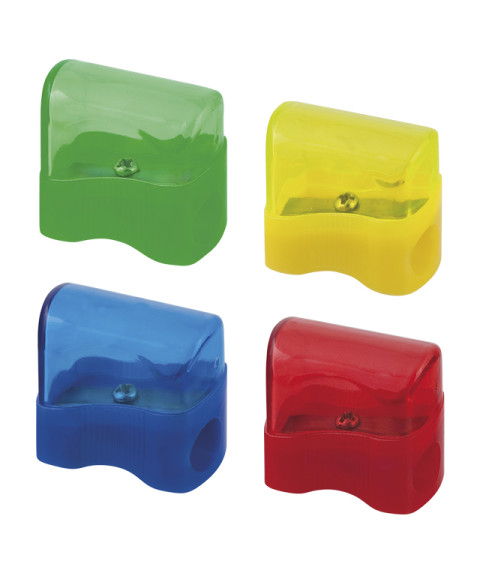Ascuțitoare cu container JOBMAX plastic. culori asortate
