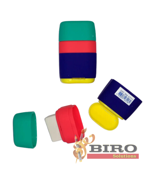 Ascuțitoare cu radiera RAINBOW RUBBER TOUCH 2 orificii, recipient carcasa de plastic