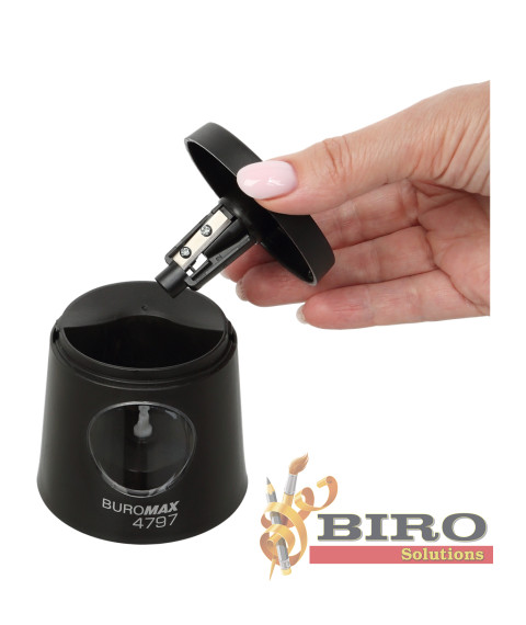 Ascuțitoare automată, 1 gaură,cu recipient, neagra, BUROMAX 
