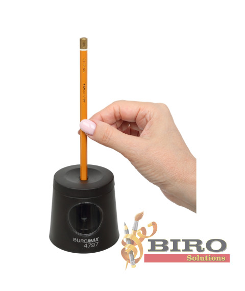 Ascuțitoare automată, 1 gaură,cu recipient, neagra, BUROMAX 