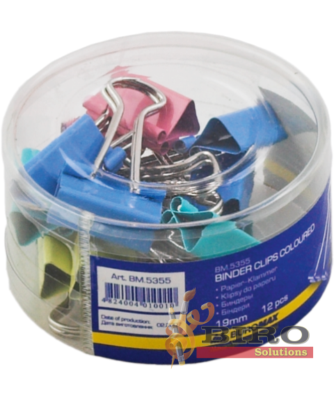 Binder color 19 mm, 12 bucăți  BUROMAX