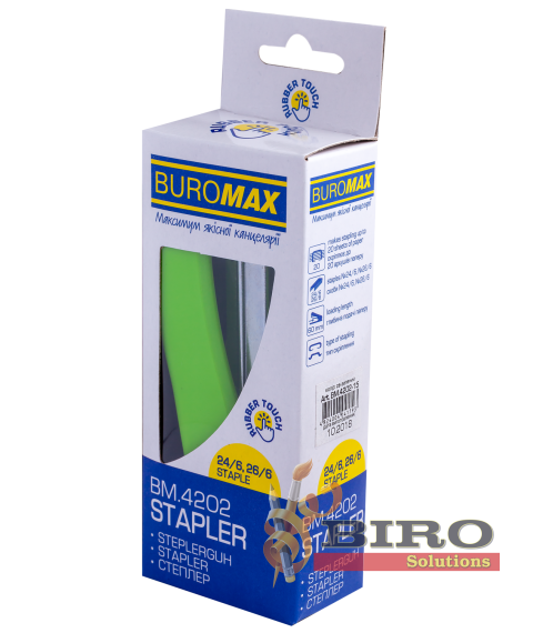 Capsator, RUBBER TOUCH, 20 foi, (capse nr. 24; 26), 127x54x33 mm, verde