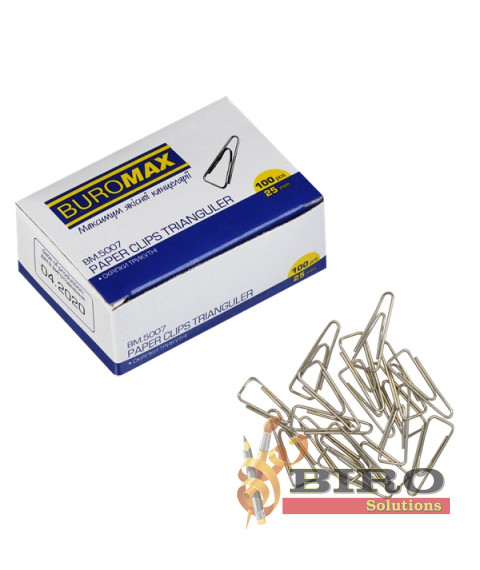 Clame nichelate triunghiulare  BUROMAX , 25 mm, 100 buc