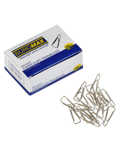 Clame nichelate triunghiulare  BUROMAX , 25 mm, 100 buc