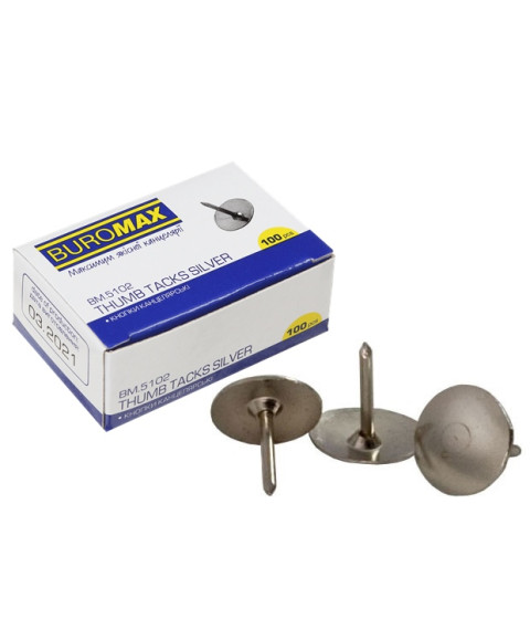 Pioneze nichelate 100 bucăți, BUROMAX