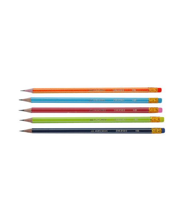 Creion grafit WHITE LINE, HB, cu radiera, asortat