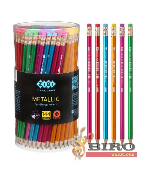 Creion simplu HB, METALLIC, cu radieră