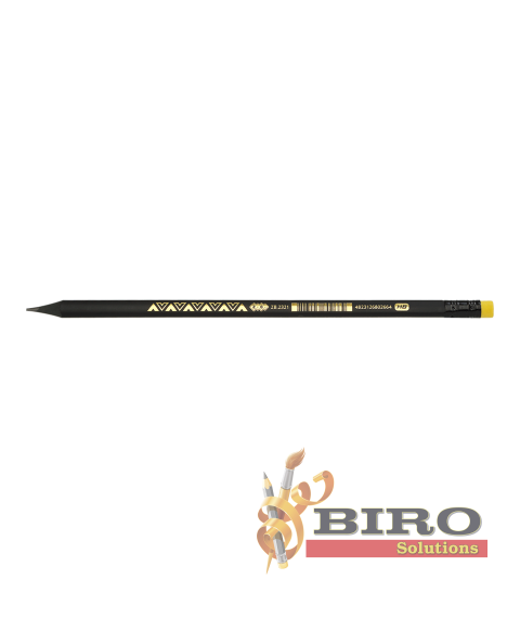 Creion simplu triunghiular HB, BLACK DECOR, cu radieră