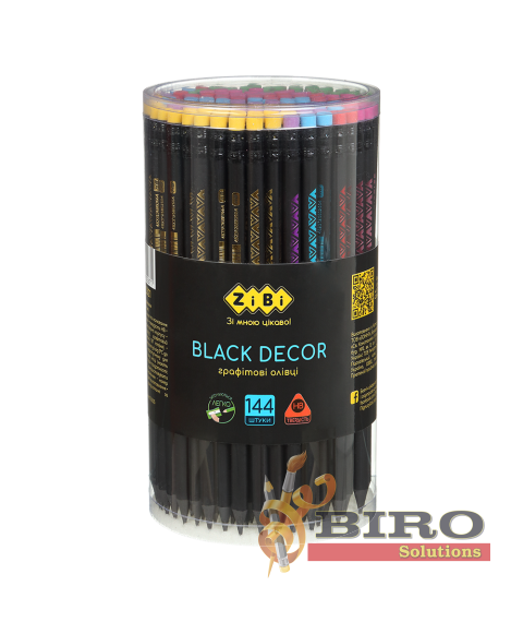 Creion simplu triunghiular HB, BLACK DECOR, cu radieră