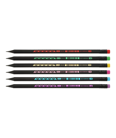 Creion simplu triunghiular HB, BLACK DECOR, cu radieră