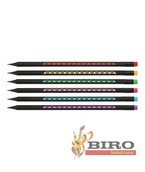 Creion simplu triunghiular HB, BLACK DECOR, cu radieră