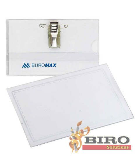 Ecuson-identificator orizontal, plastic, 90x55 mm, cu metal. agrafă și știft