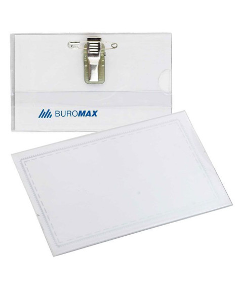 Ecuson-identificator orizontal, plastic, 90x55 mm, cu metal. agrafă și știft