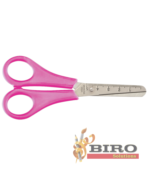 Foarfecă pentru copii cu riglă 13.2cm, roz, KIDS Line