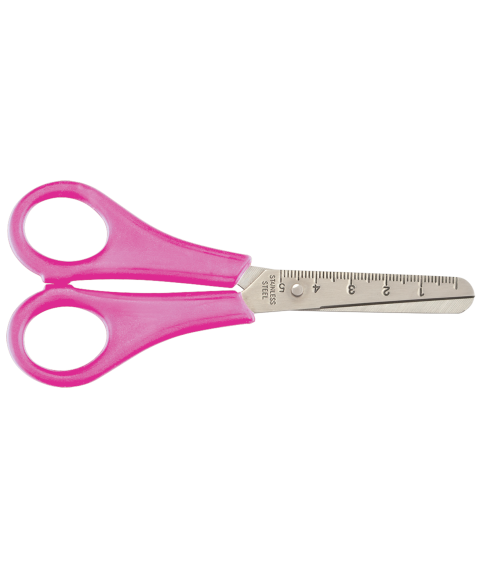 Foarfecă pentru copii cu riglă 13.2cm, roz, KIDS Line
