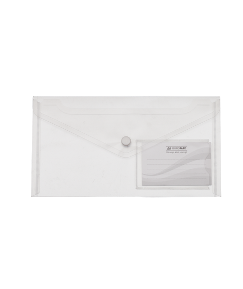 Mapă plic cu buton TRAVEL, DL, plastic transparent lucios, BUROMAX