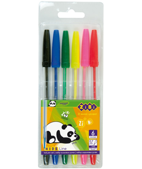 Set de 6 pixuri într-o cutie de plastic, KIDS Line