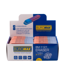 Radieră dublă mare, 58x14x8 mm, roșu-albastru BUROMAX