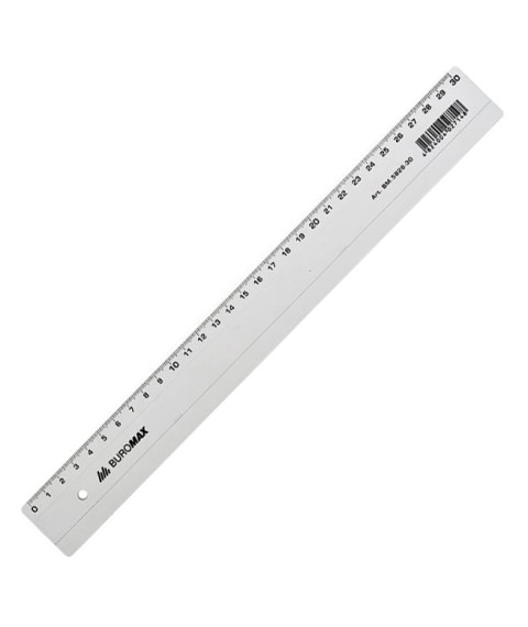 Riglă din plastic transparentă, 30 cm, BUROMAX