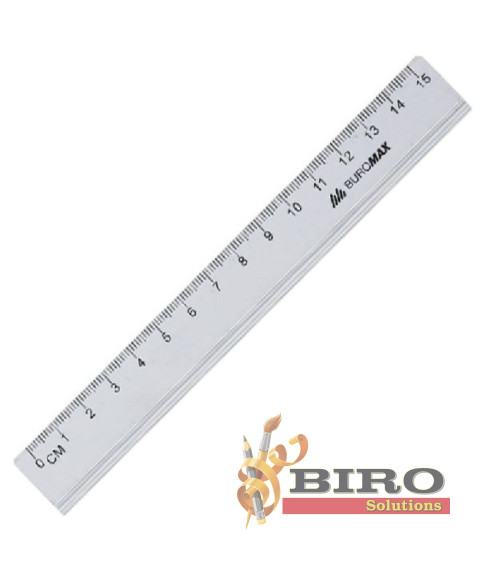 Riglă din aluminiu, 15 cm, culoare: argintie, îngustă, BUROMAX
