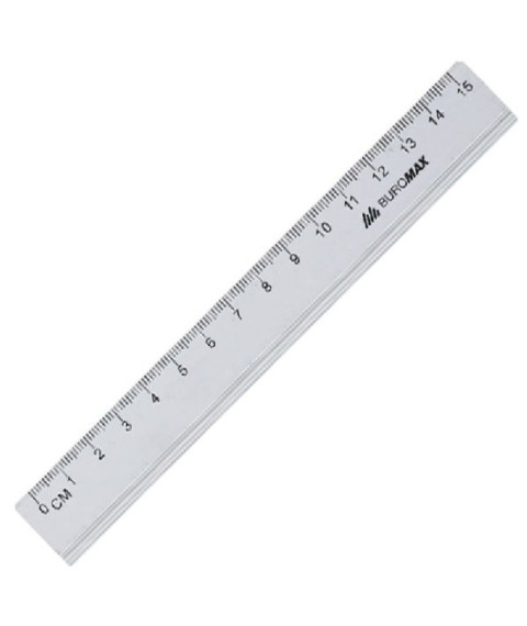 Riglă din aluminiu, 15 cm, culoare: argintie, îngustă, BUROMAX