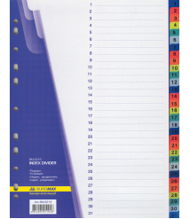 Separatoare din plastic A4, cifrele 1-31, 31 file