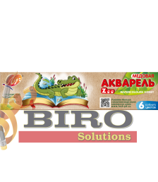 Acuarelă ZOO 6 culori, fără pensulă, ambalaj din carton
