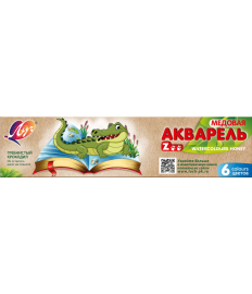 Acuarelă ZOO 6 culori, fără pensulă, ambalaj din carton