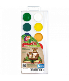 Acuarelă ZOO 12 culori, fără pensulă, ambalaj din plastic