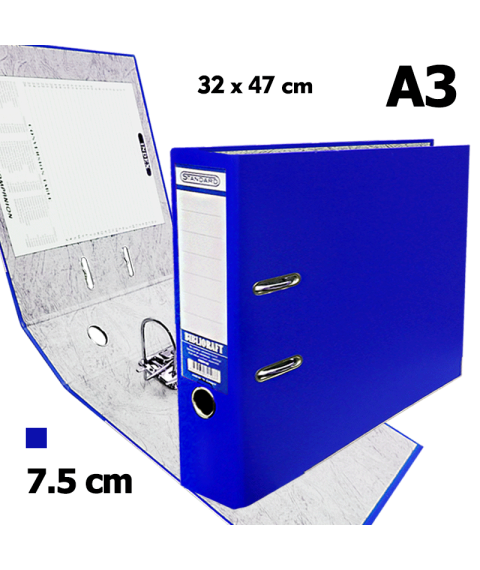 Biblioraft A3 albastru, 75 mm, ELEGANT